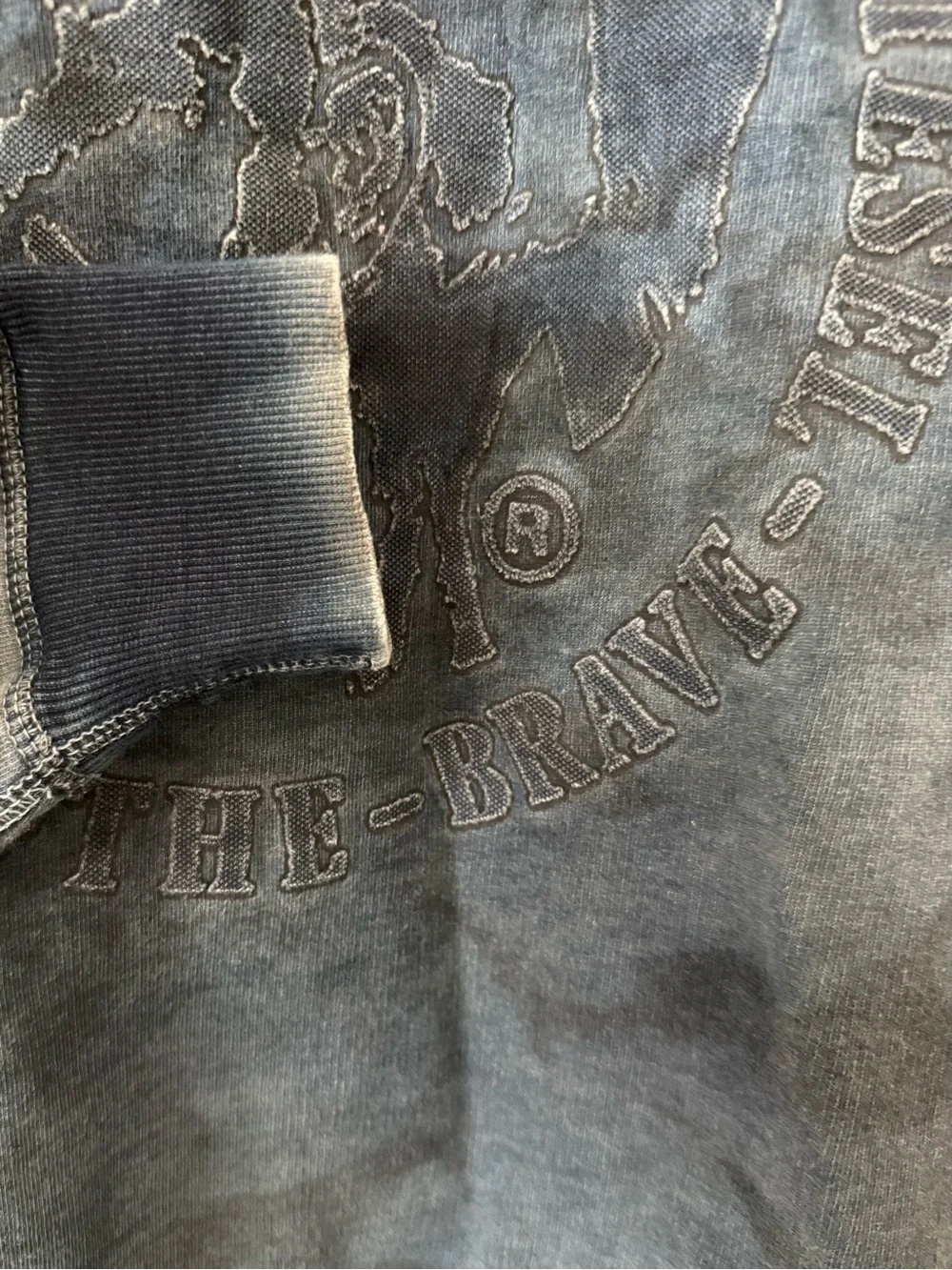 Diesel Men's Washed Indigo Embossed Logo Crewneck. 